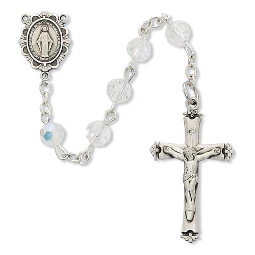 6mm Crystal Rosary with Miraculous Center