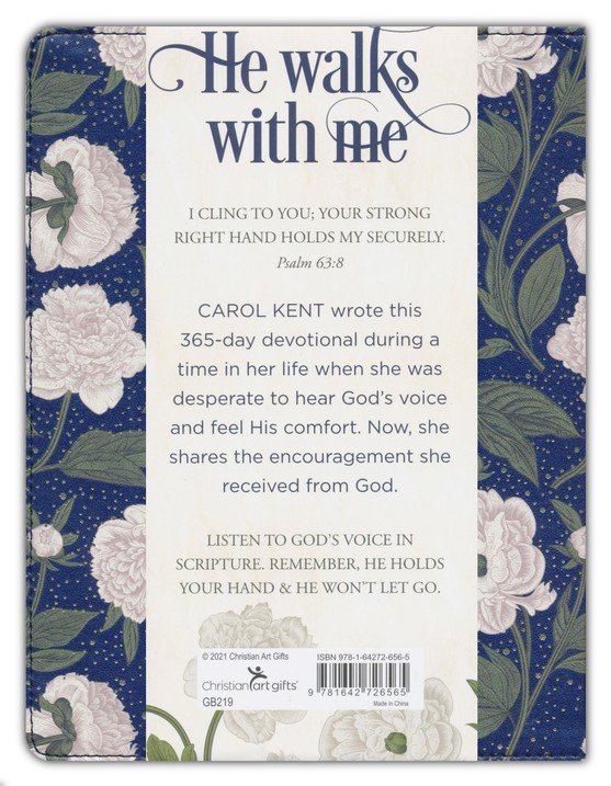 He Walks With Me Devotional White Floral Gift Book