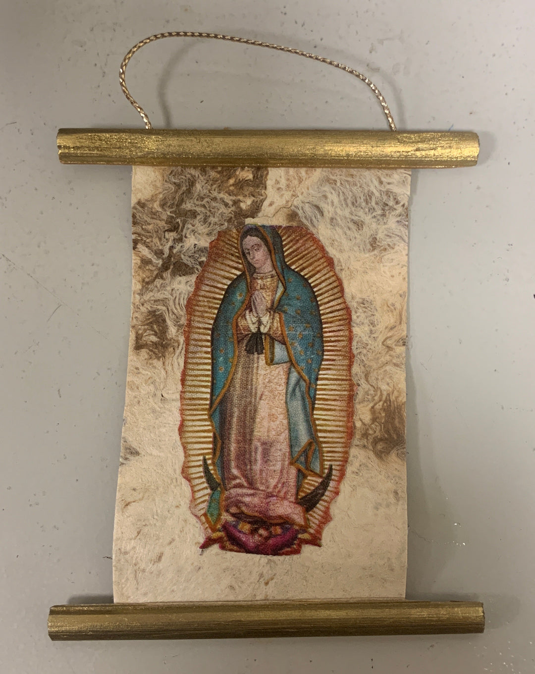 3.5" Our Lady of Guadalupe Mini Tilma Scroll Ornament