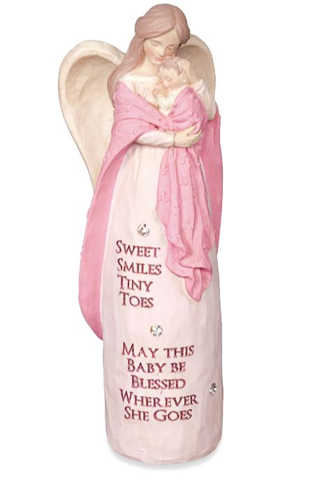 6" Baby Girl Pink Angel Statue