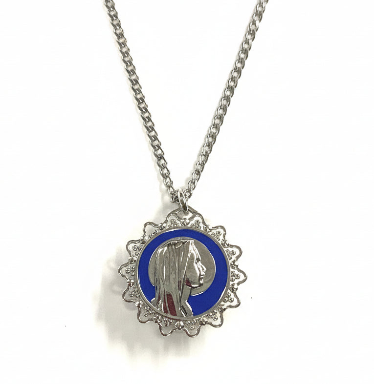 18" Our Lady of Lourdes Water Pendant with Stainless Steel Chain