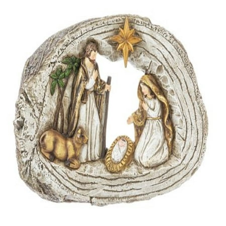 Nativity Scene Log Figurine