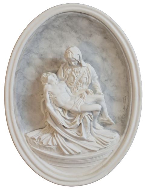 10.5" Antique Alabaster Pieta Plaque