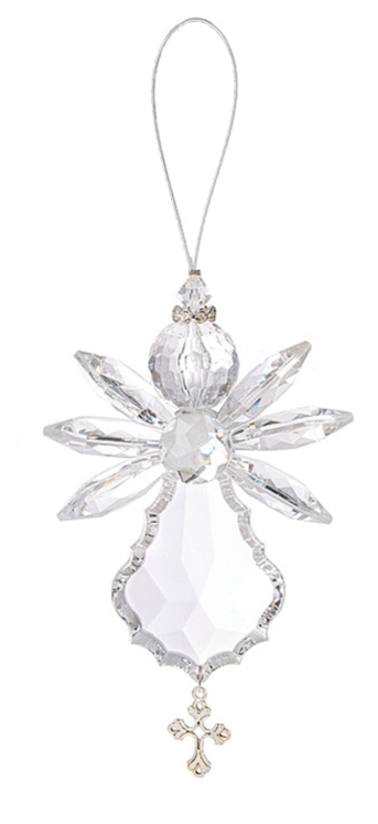 Rhinestone Angel Cross Ornament