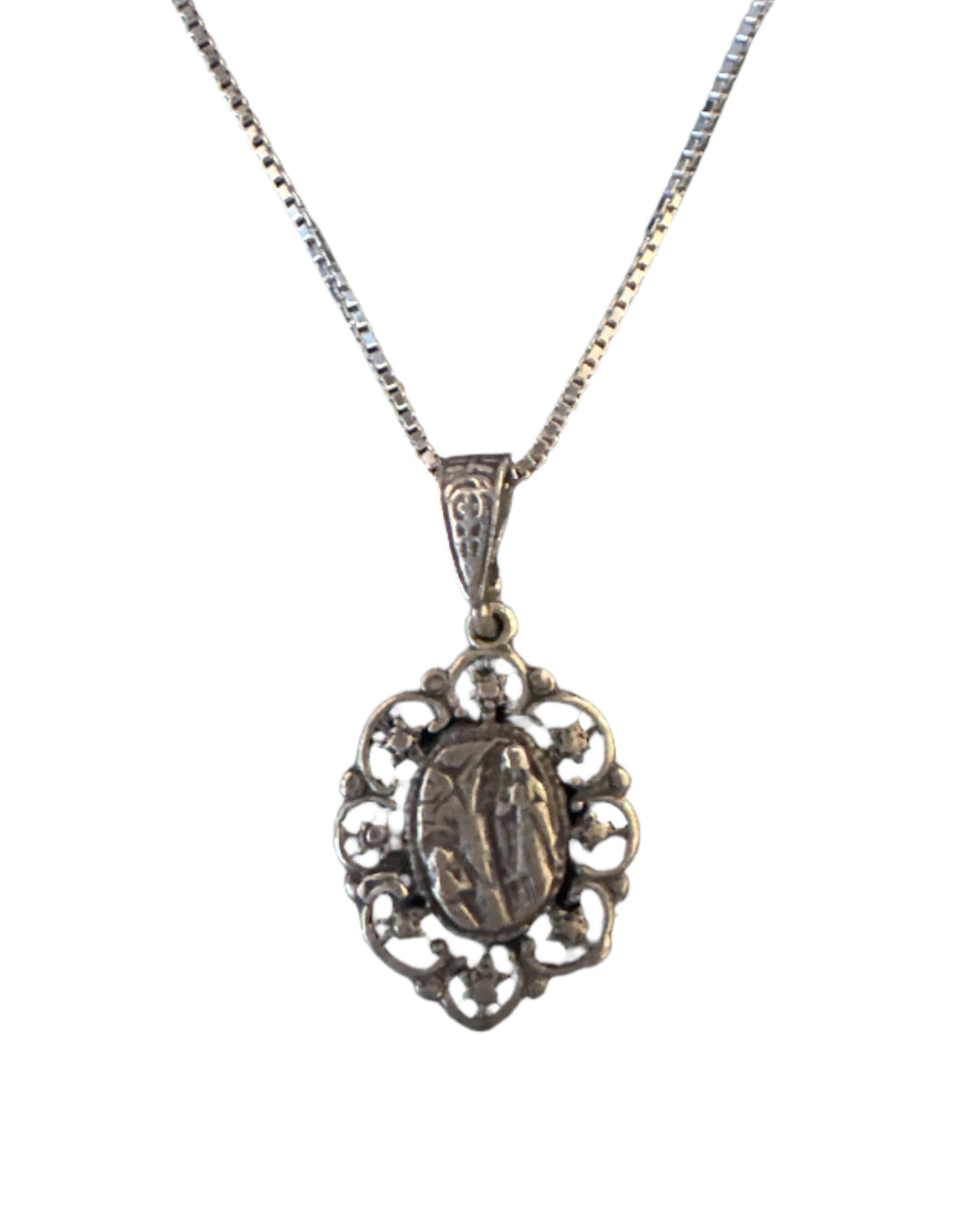 Sterling Silver Our Lady of Lourdes Necklace
