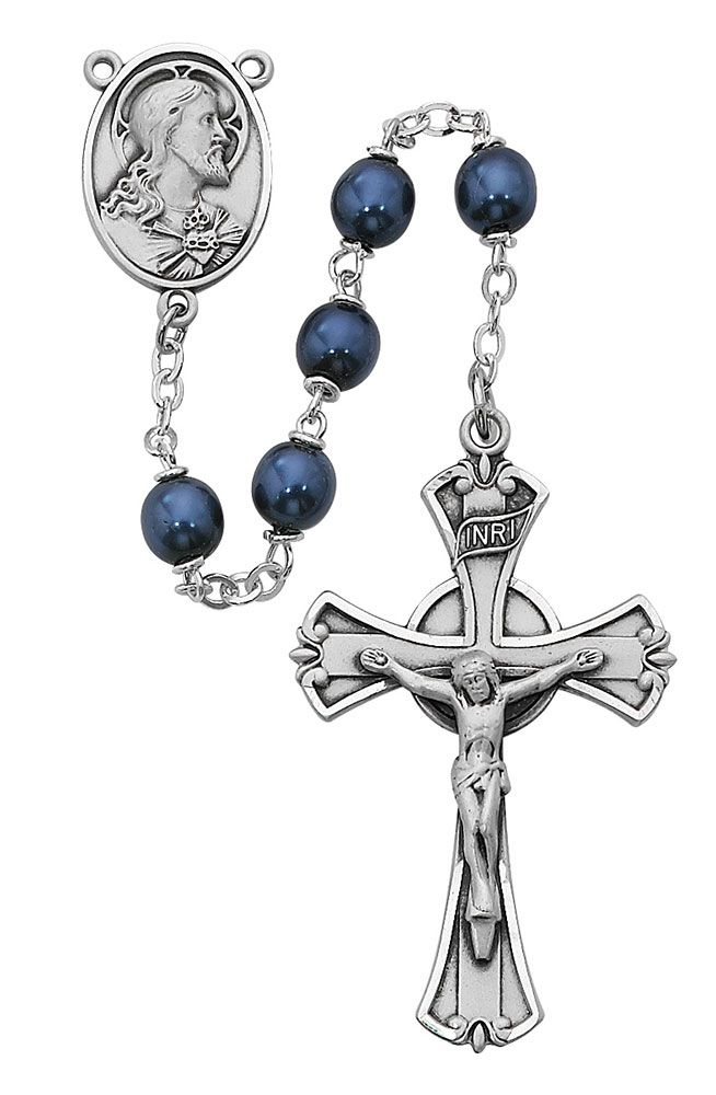 7mm Blue Metallic Rosary