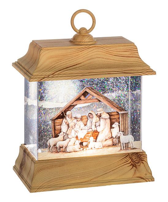 9" LED Light Up Shimmer Nativity Lantern