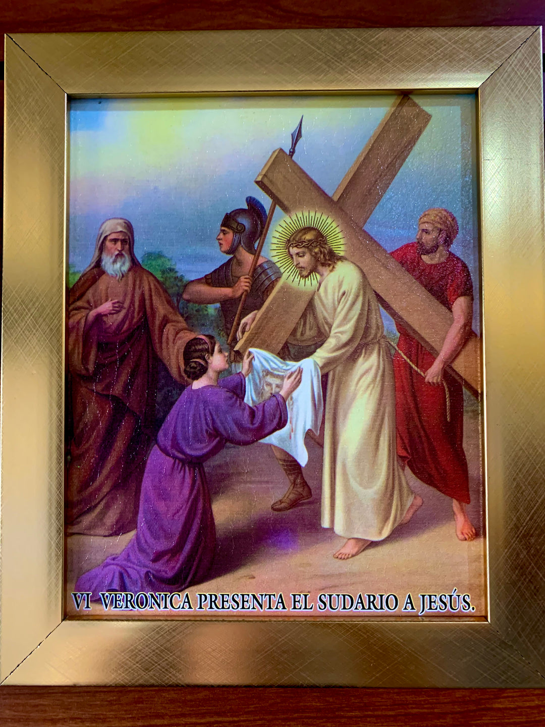 15 Piece Gold Frame "Stations of the Cross" Artworks in Spanish
