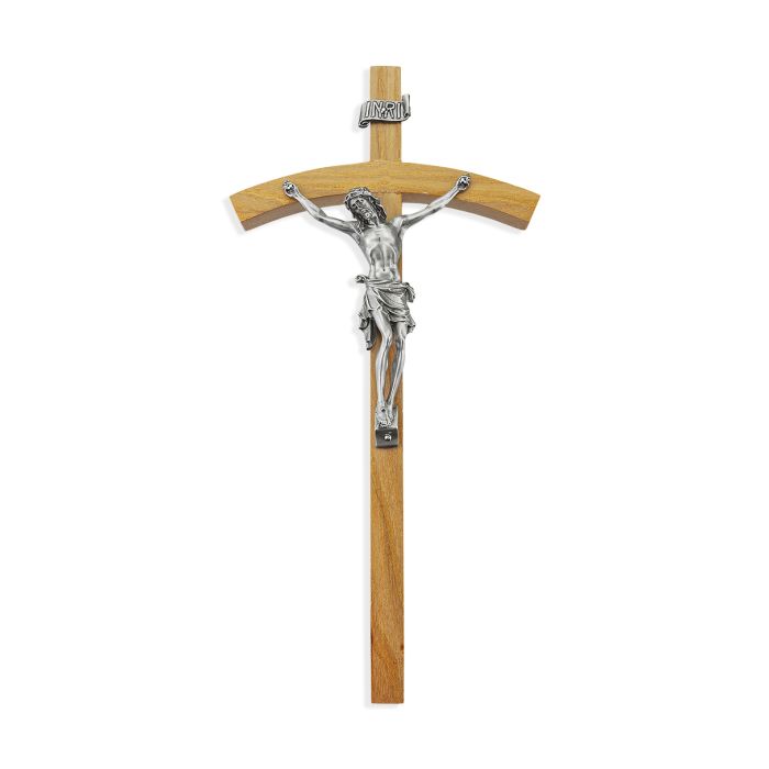 10" Oak Wood Cross with a Fine Pewter Corpus