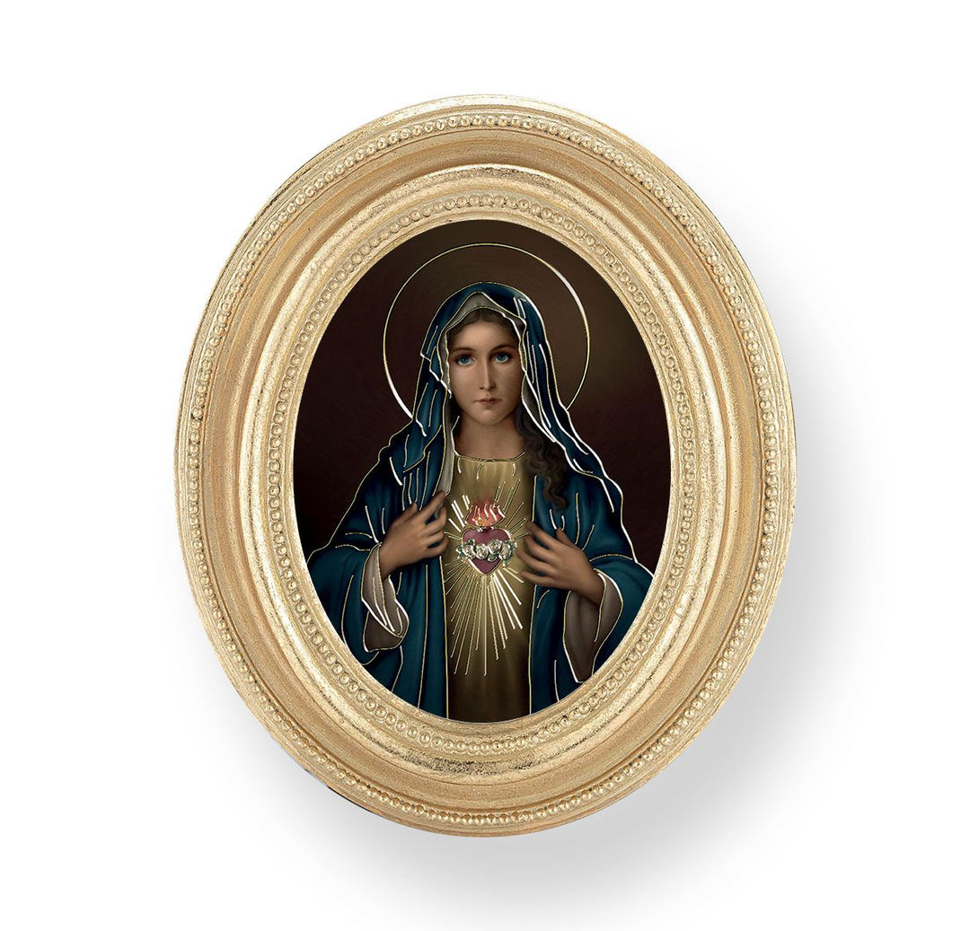 Gold Oval Frame with an Immaculate Heart of Mary Print