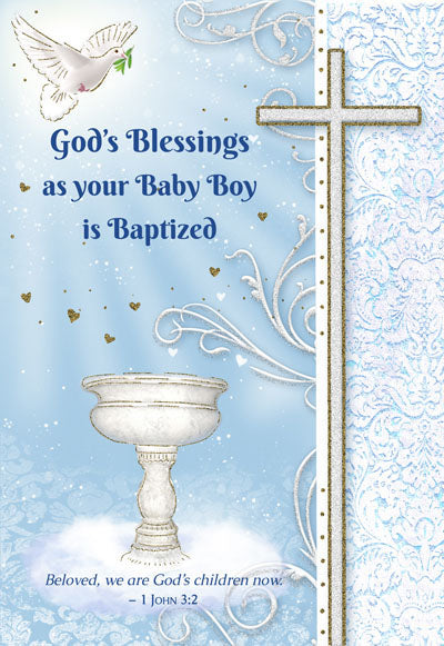 God's Blessing Baptism Greeting Card - Boy