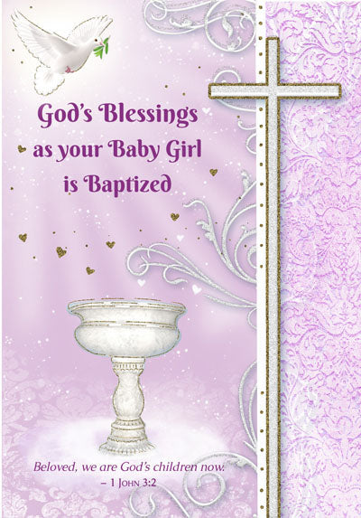 God's Blessing Baptism Greeting Card - Girl