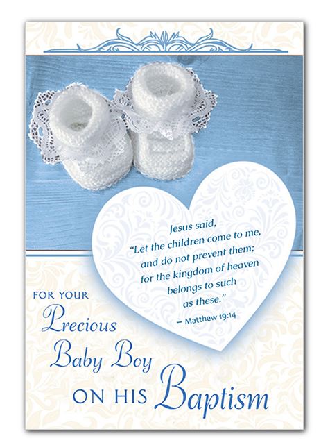 Baby Boy Baptism Greeting Card Matthew 19:14