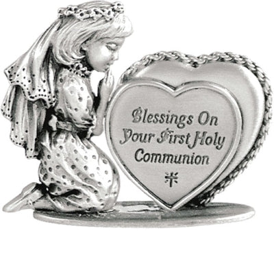 Praying Girl with Heart Figurine - First Communion