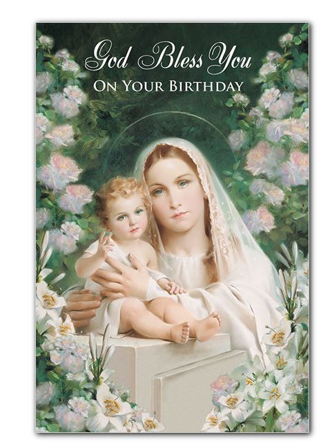 Birthday Madonna of the Lilies Greeting Card