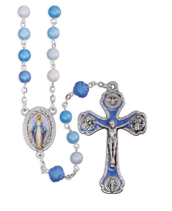 6mm Madre Perla Frosted Multiple Blues Rosary
