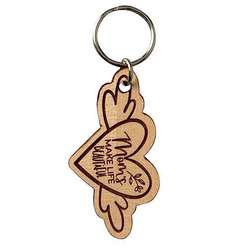 Mom's Make Life Beautiful Lasered Keychain