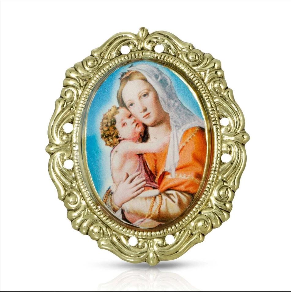 Gold Tone Oval Mother & Child Pin