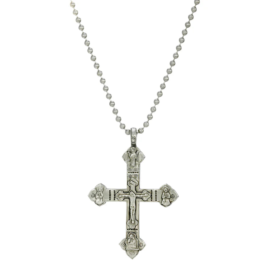 Stainless Steel Chain Large Crucifix Pendant Necklace