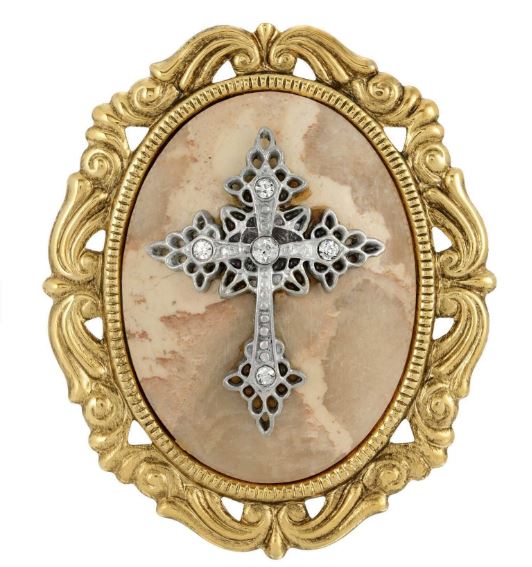 Oval Pendant with Cross Brooch