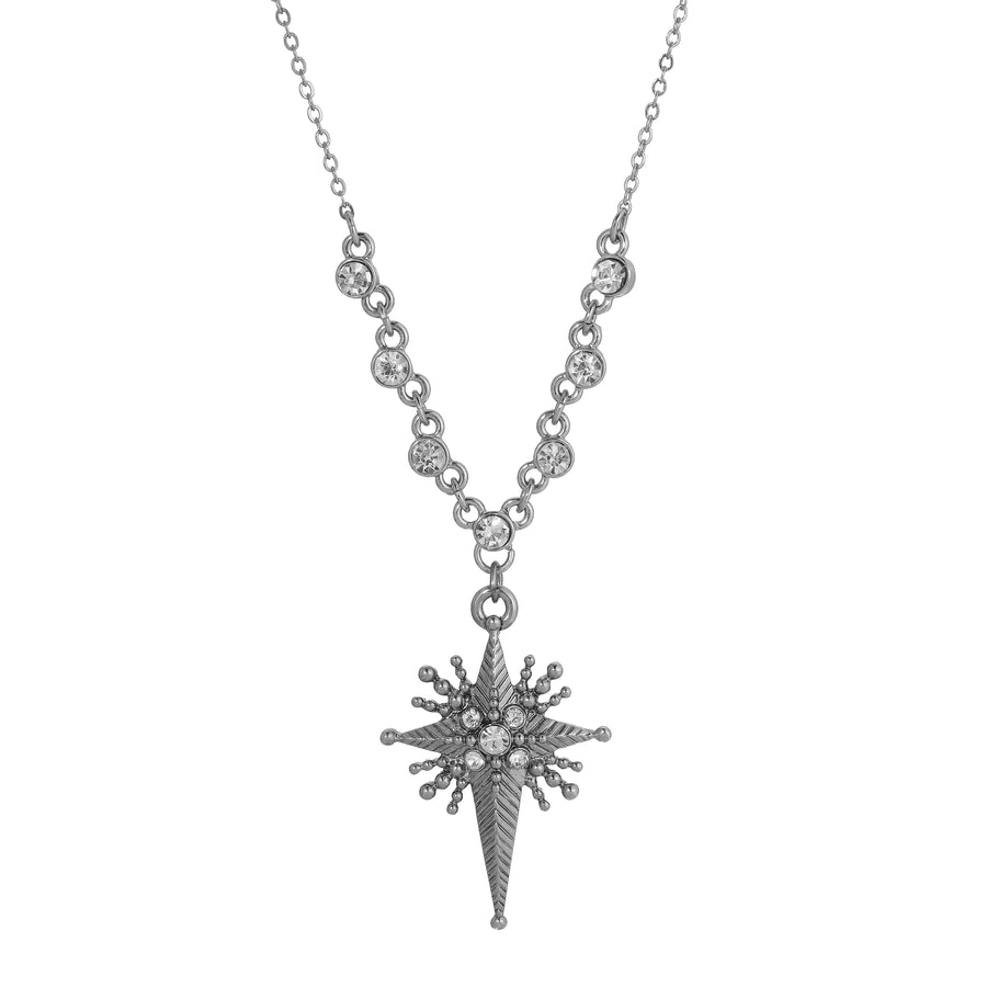 Radiant Silver Crystal Cross Pendant Necklace