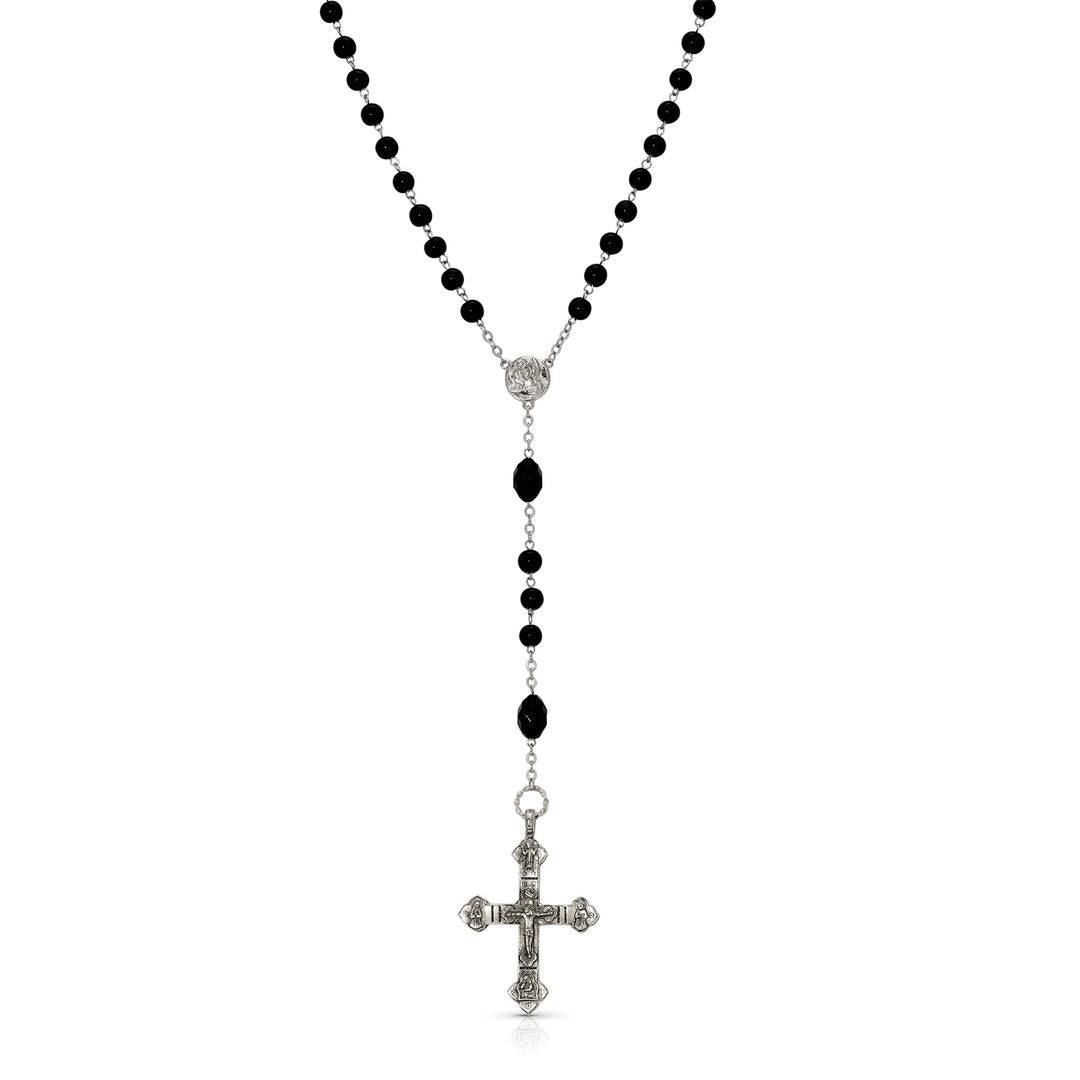 Black Bead Crucifix Rosary