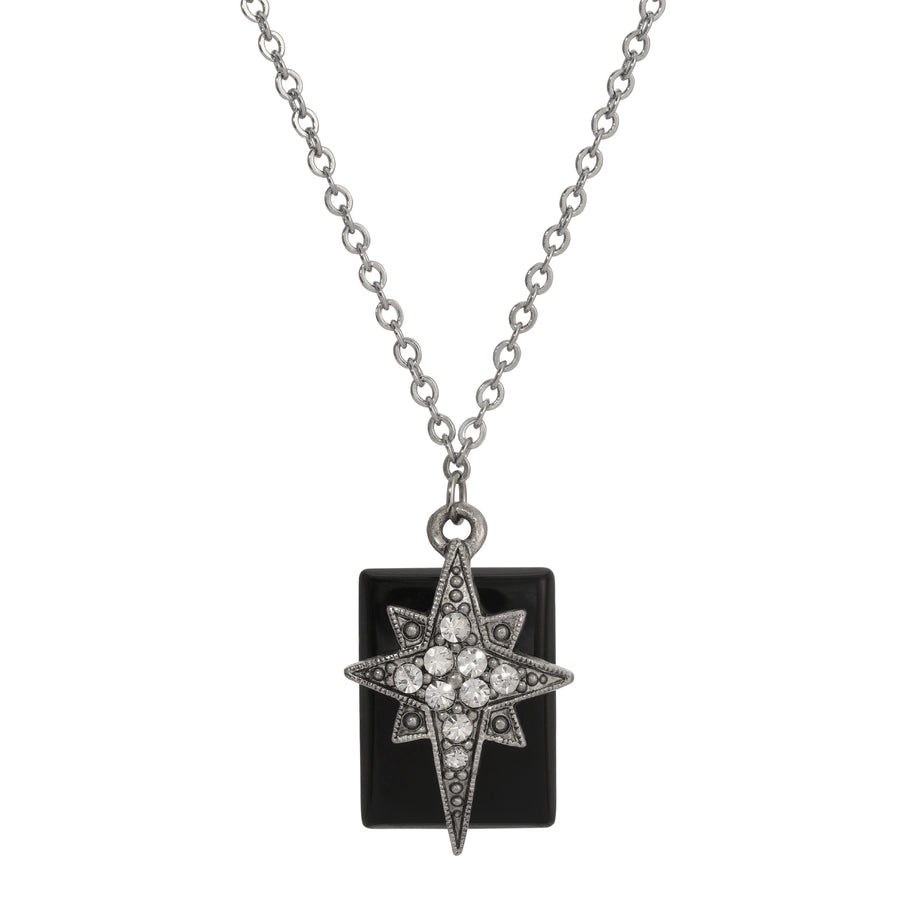 Onyx Gemstone Star of Bethlehem Crystal Pendant Necklace