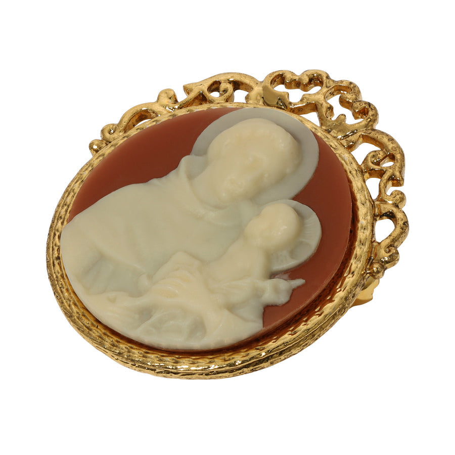 St. Anthony Round Cameo Brooch