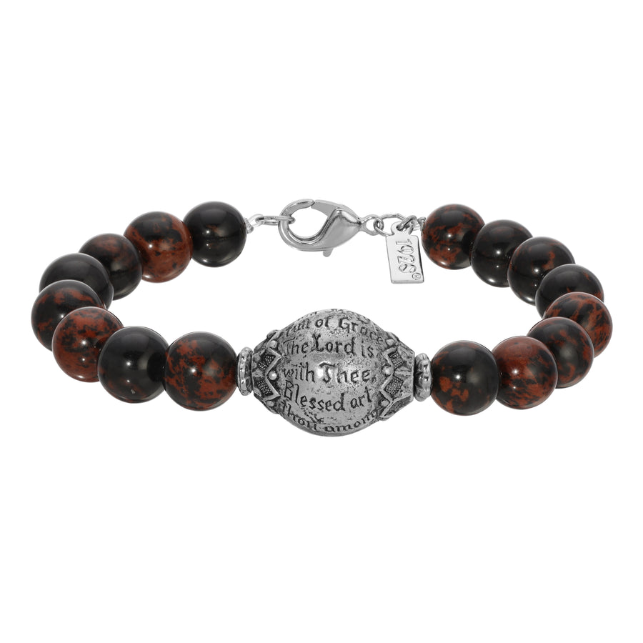 Round Gemstone Prayer Bead Bracelet - Brown