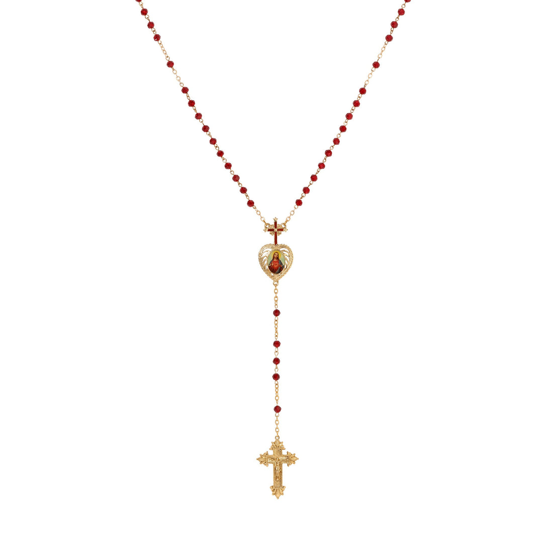Symbols Of Faith Sacred Heart of Jesus Crucifix Rosary 21"