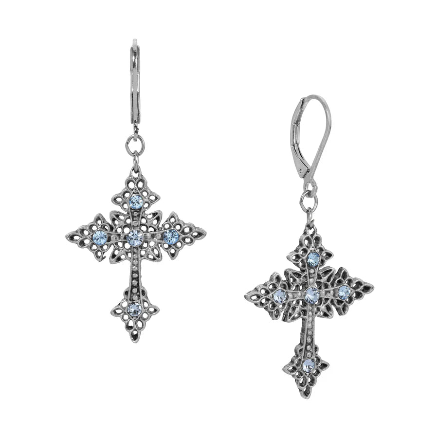 Croce Elegante Light Sapphire Crystal Drop Earrings