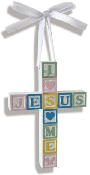 Jesus Loves Me Pastel Crib Cross