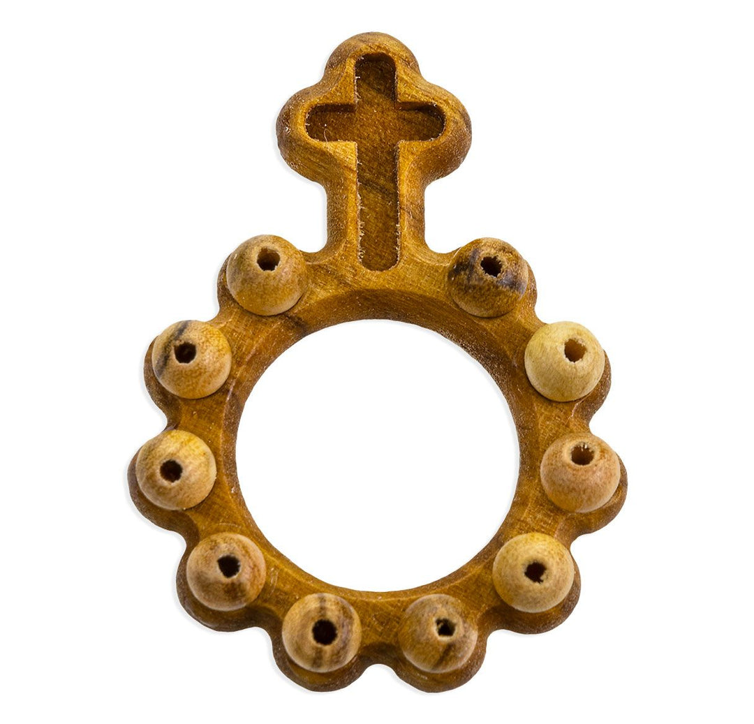 Carved Olive Wood Rosary Ring