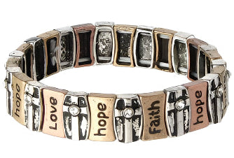 Faith, Hope, Love Metal Bracelet