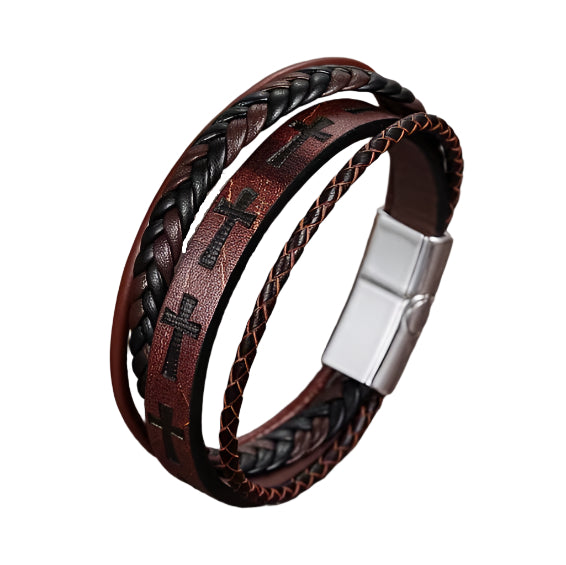 Brown Stamped Leather Bracelet