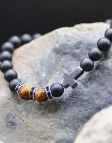 Black & Tiger Eye Stone Stretch Bracelet