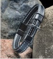 Leather Cross Bracelet - Gun Metal