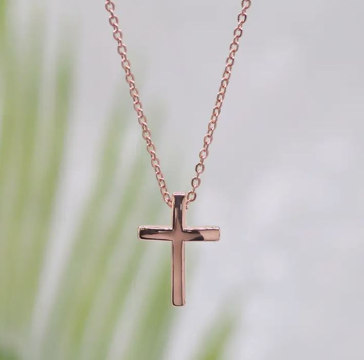 Small Rose Gold Cross Necklace