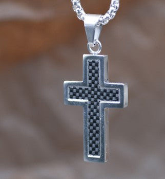 13" Silver and Carbon Stainless Steel Necklace