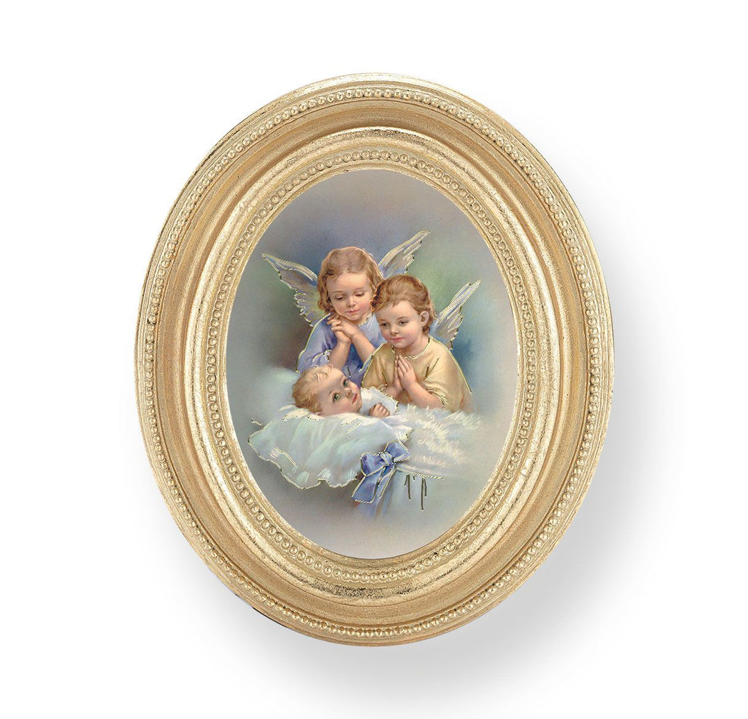 Gold Oval Frame with a Guardian Angels Print