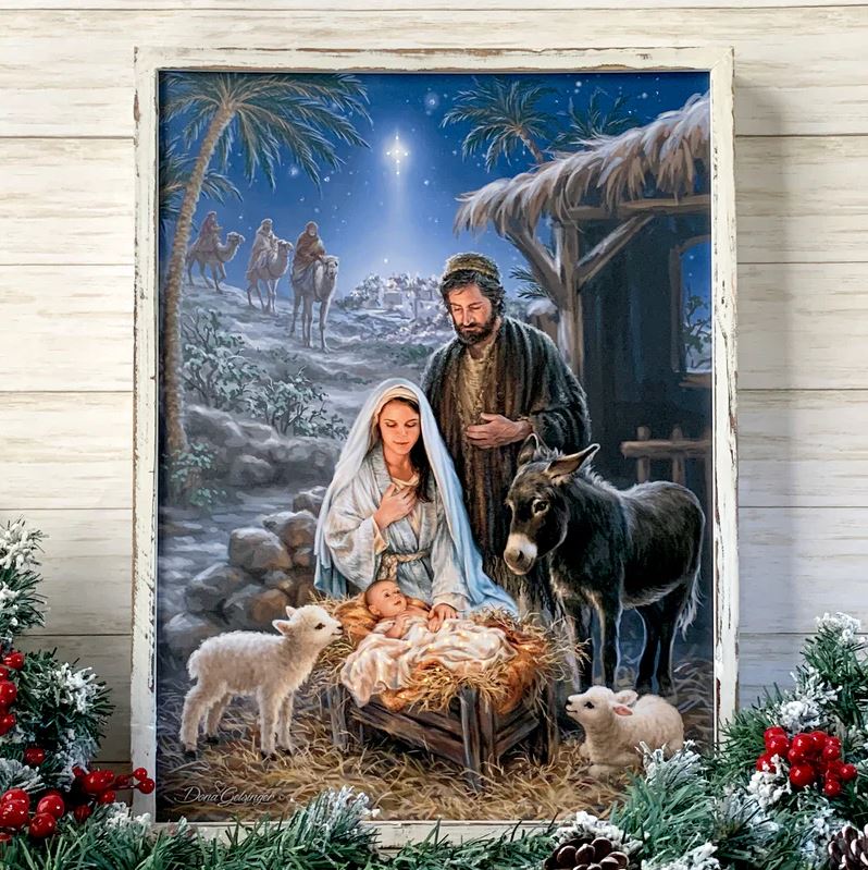 18"x24" A Savior Is Born Framed Lighted Canvas