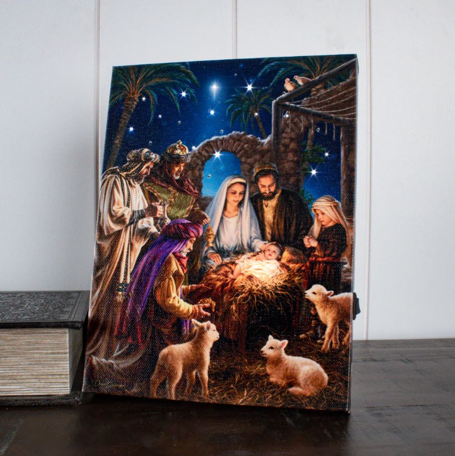 8"x6" The Nativity Lighted Tabletop Canvas