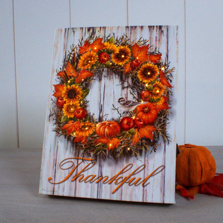 8"x6" Thankful Lighted Tabletop Canvas