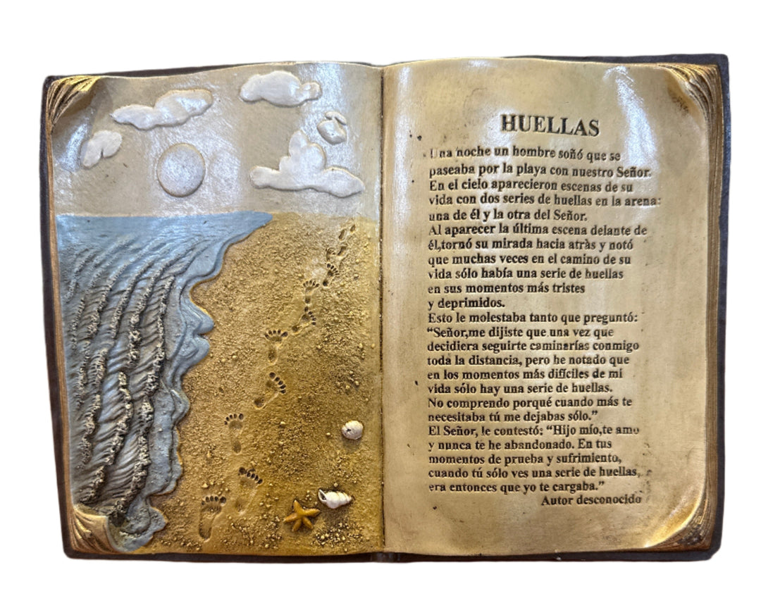 9" Footprints Book Plaque - Spanish