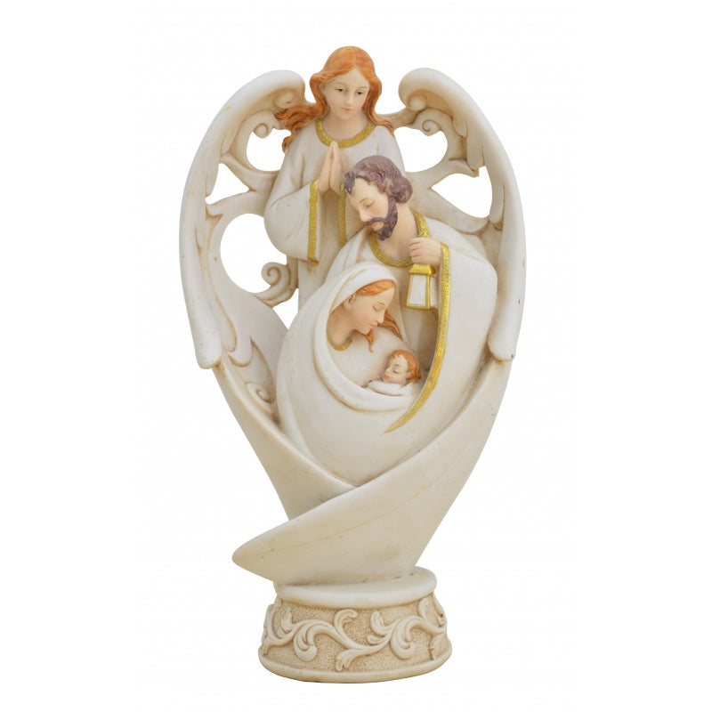 12.5" Guardian Angel with Holy Family Statue