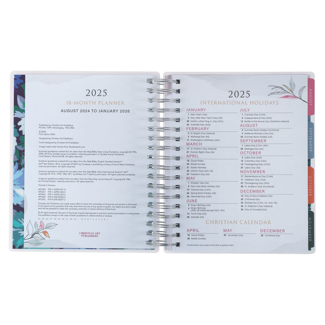 Strength and Dignity 18-Month Planner with Elastic Closure - Proverbs 31:25