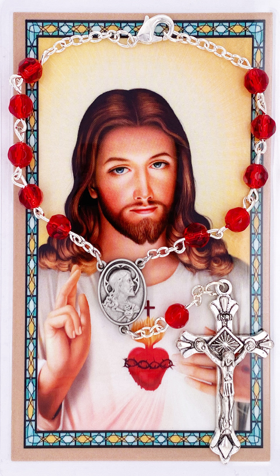 Sacred Heart Auto Rosary and Card Set