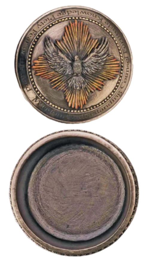 2.25" Round Bronze Holy Spirit Trinket Box