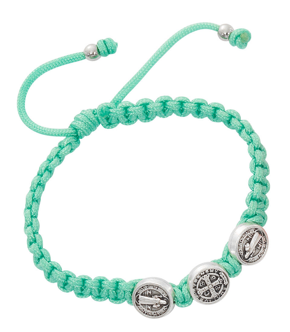 Kid's St. Benedict Turquoise Corded Adjustable Bracelet