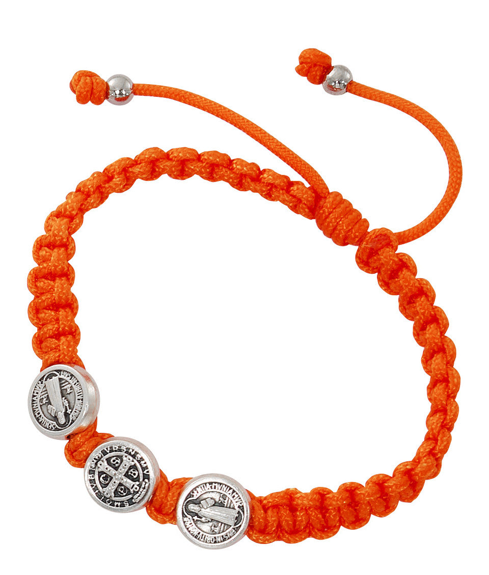 Kid's St. Benedict Orange Corded Adjustable Bracelet